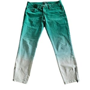 PRANA ombre jeans size 2 / size 26 women's skinny  zippered ankle green white